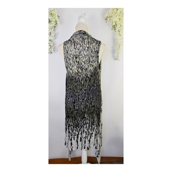 Lane Bryant Sleeveless Open Front Cardigan Vest Abstract Print Drape Hem 14/16 - Picture 3 of 11